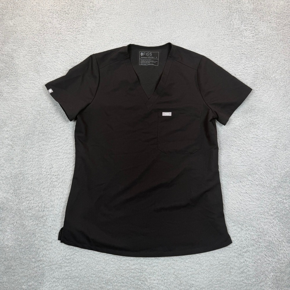 Figs Black Women's V-Neck Medical Top